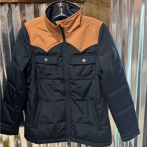 Womens Two-Tone Black and Brown Quilted Jacket